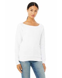 Bella+Canvas 7501 - Ladies Sponge Fleece Wide Neck Sweatshirt Solid White Triblend