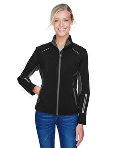 Ash City North End 78678 - Pursuit Ladies' 3-Layer Light Bonded Hybrid Soft Shell Jacket With Laser Perforation Black W/Carbon
