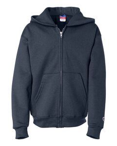 Champion S890 - Eco Youth Full-Zip Hooded Sweatshirt Navy