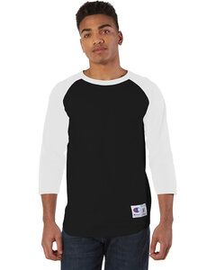 Champion T137 - Raglan Baseball T-Shirt Black/ White
