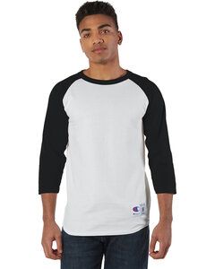 Champion T137 - Raglan Baseball T-Shirt White/ Black