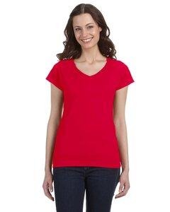 Gildan 64V00L - Ladies' Softstyle V-Neck T-Shirt Cherry red