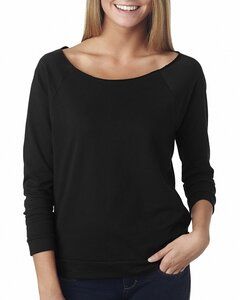 Next Level 6951 - Ladies' Terry Raw Edge Three-Quarter Sleeve Raglan Black