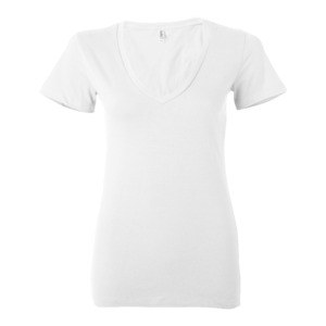 Bella+Canvas B6035 - Ladies Jersey Short-Sleeve Deep V-Neck T-Shirt White