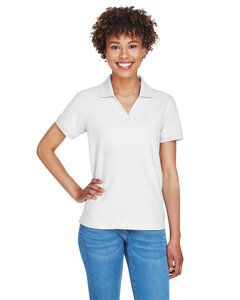 Devon & Jones D100W - Ladies Pima Piqué Short-Sleeve Y-Collar Polo White