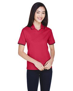 Devon & Jones D140W - Ladies Tipped Perfect Pima Interlock Polo Red/Navy