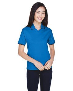 Devon & Jones D140W - Ladies Tipped Perfect Pima Interlock Polo French Blue/Navy