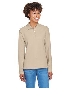 Devon & Jones D110W - Ladies Pima Piqué Long-Sleeve Polo Stone