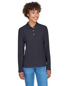 Devon & Jones D110W - Ladies Pima Piqué Long-Sleeve Polo Navy