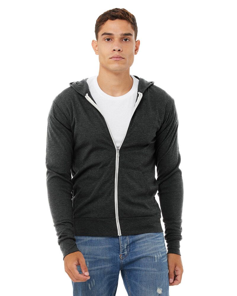 Bella+Canvas 3939 - Unisex Triblend Full-Zip Lightweight Hoodie