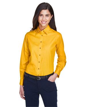 Harriton M500W - Ladies Easy Blend Long-Sleeve Twill Shirt with Stain-Release