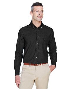 Harriton M550T - Men's Tall Short-Sleeve Denim Shirt Washed Black