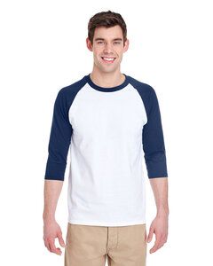 Gildan G570 - Heavy Cotton 3/4 Sleeve Raglan White/Navy