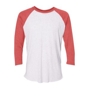 Next Level 6051 - Unisex Tri-Blend Three-Quarter Sleeve Raglan Tee  Heather White/ Vintage Red