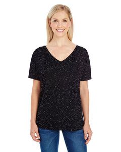 Threadfast 203FV - Ladies Triblend Fleck Short-Sleeve V-Neck T-Shirt Black Fleck