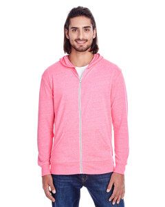 Threadfast 302Z - Unisex Triblend Full-Zip Light Hoodie Neon Pink Tribld