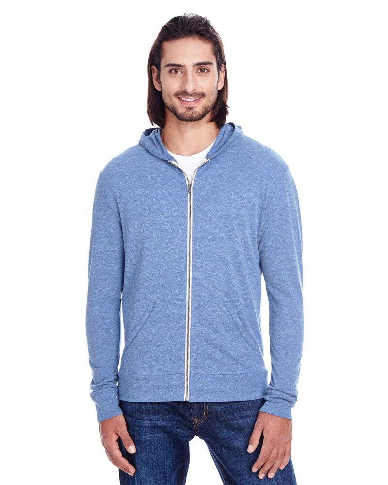 Threadfast 302Z - Unisex Triblend Full-Zip Light Hoodie