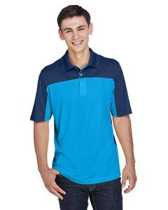 Ash CityCore 365 CE101 - Men's Balance Colorblock Performance Piqué Polo Electric Blue/Classic Navy