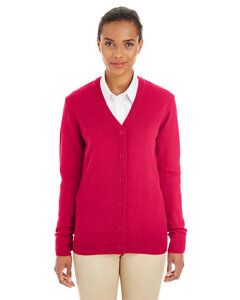 Harriton M425W - Ladies Pilbloc V-Neck Button Cardigan Sweater Red