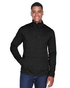 Devon & Jones DG798 - Men's Newbury Mélange Fleece Quarter-Zip Black Heather