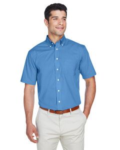 Devon & Jones D620S - Men's Crown Collection Solid Broadcloth Short Sleeve Shirt French Blue
