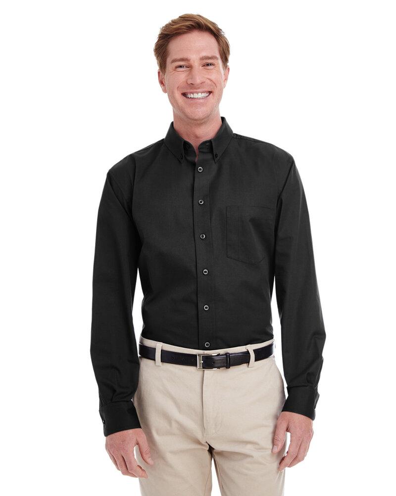 Harriton M581T - Men's Tall Foundation 100% Cotton Long Sleeve Twill Shirt with Teflon