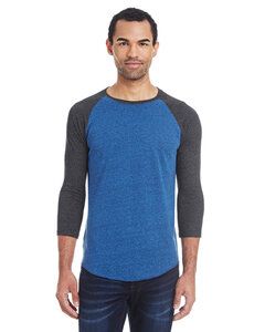 Threadfast 302G - Unisex Triblend 3/4-Sleeve Raglan Ryl Blk/Blk Trb