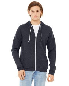 Bella+Canvas 3739 - Unisex Full-Zip Hooded Sweatshirt Heather Navy