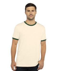 Next Level 3604 - Unisex Ringer T-Shirt Naturl/Frst Grn