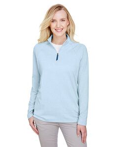 Devon & Jones DG480W - Ladies CrownLux Performance Clubhouse Micro-Stripe Quarter-Zip Ocean Blue