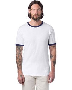 Alternative Apparel 5103BP - Unisex Vintage Jersey Keeper Ringer T-Shirt White/Navy