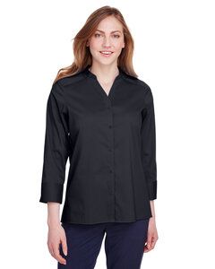 Devon & Jones DG560W - Ladies Crown  Collection Stretch Broadcloth 3/4 Sleeve Blouse Black