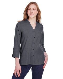 Devon & Jones DG562W - Ladies Crown Collection Stretch Pinpoint Chambray 3/4 Sleeve Blouse