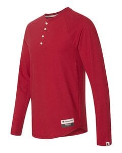 Champion AO380 - Adult Long Sleeve Slub Henley Carmine Red