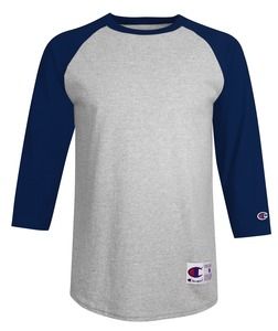 Champion T137 - Raglan Baseball T-Shirt Oxford Gray/Navy