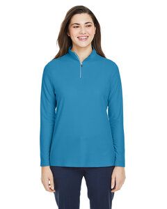 Core 365 CE405W - Ladies Fusion ChromaSoft Pique Quarter-Zip Electric Blue