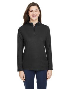 Core 365 CE405W - Ladies Fusion ChromaSoft Pique Quarter-Zip Black