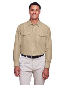 Harriton M580L - Men's Key West Long-Sleeve Performance Staff Shirt Khaki