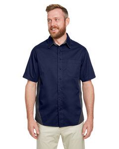 Harriton M586T - Men's Tall Flash IL Colorblock Short Sleeve Shirt Dk Navy/Dk Chrc