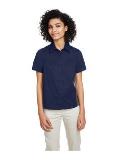 Harriton M586W - Ladies Flash IL Colorblock Short Sleeve Shirt Dk Navy/Dk Chrc