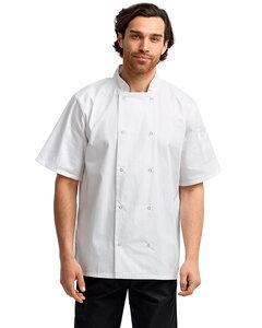 Artisan Collection by Reprime RP664 - Unisex Studded Front Short-Sleeve Chef's Coat White
