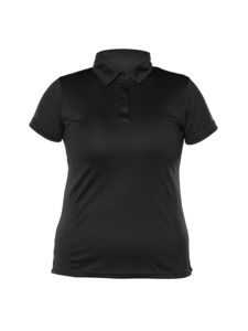 Blank Activewear L349 - Women's Short Sleeve Polo, 100% Polyester Interlock, Dry Fit Black