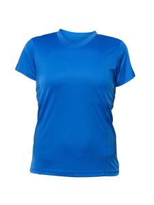 Blank Activewear L720 - Women's Short Sleeve V-Neck T-shirt, 100% Polyester Interlock, Dry Fit Blue Baltimora