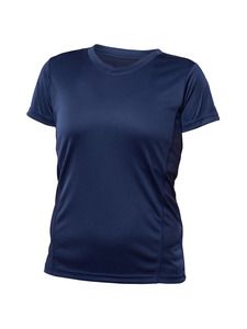 Blank Activewear L720 - Women's Short Sleeve V-Neck T-shirt, 100% Polyester Interlock, Dry Fit Navy