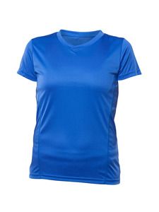 Blank Activewear L720 - Women's Short Sleeve V-Neck T-shirt, 100% Polyester Interlock, Dry Fit Royal Blue