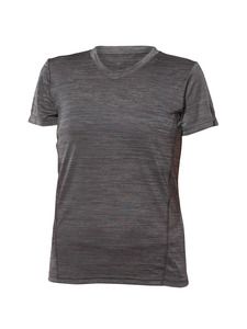 Blank Activewear L845 - Women's Short Sleeve V-Neck T-shirt, 100% Polyester Mix Jersey, Knit, Dry Fit Mix Grey