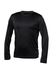 Blank Activewear M635 - Men's Long Sleeve T-Shirt, 100% Polyester Interlock, Dry Fit Black