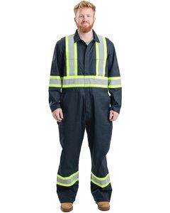 Berne HVC252 - Men's Safety Striped Gasket Unlined Coverall Navy