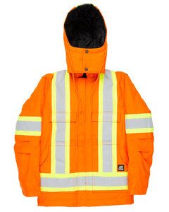 Berne HVNCH3T - Men's Tall Safety Striped Arctic Insulated Chore Coat Orange