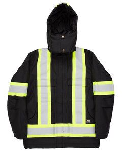 Berne HVNCH3T - Men's Tall Safety Striped Arctic Insulated Chore Coat Black